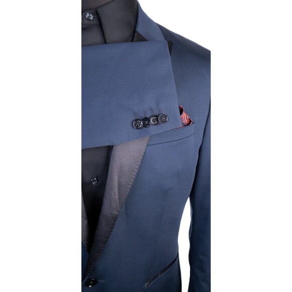 EXPRESS Photographer SLIM Mens Tuxedo Blazer Dinner Jacket 42R Blue Peak - Picture 6 of 14